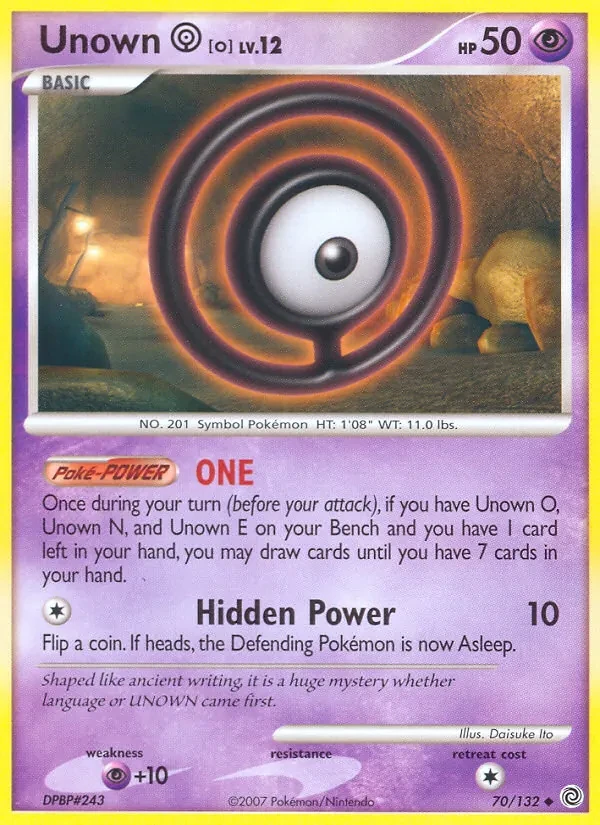 Unown O 70/132 Secret Wonders Pokémon card