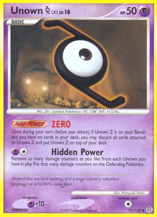 Unown Z 72/132 Secret Wonders Pokémon kaart