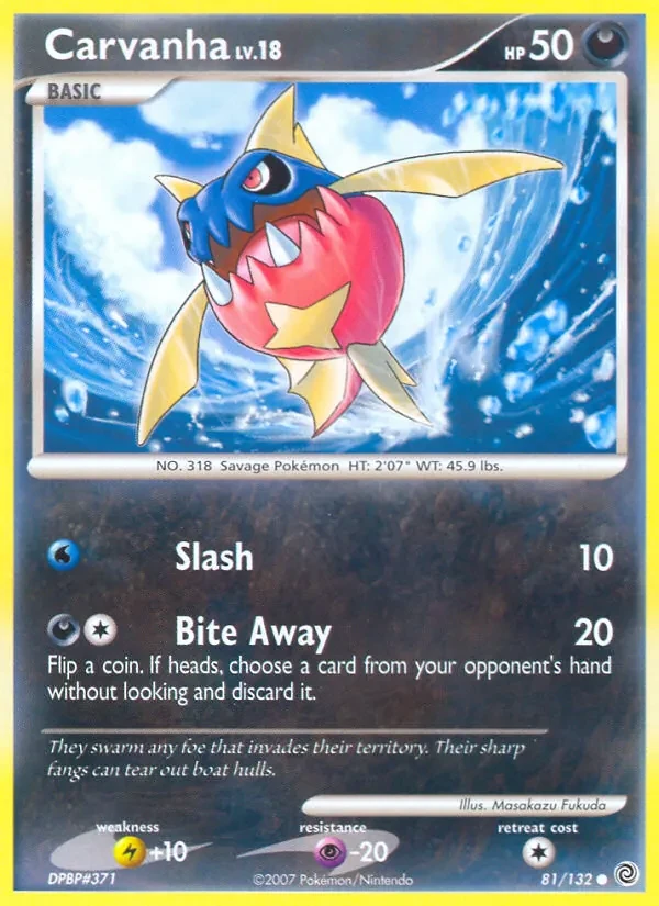 Carvanha 81/132 Secret Wonders Pokémon card