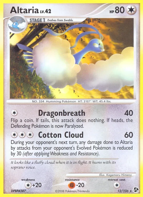 Altaria 12/106 Great Encounters Pokémon card