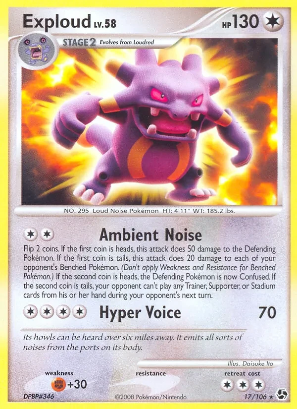 Exploud 17/106 Great Encounters Pokémon card