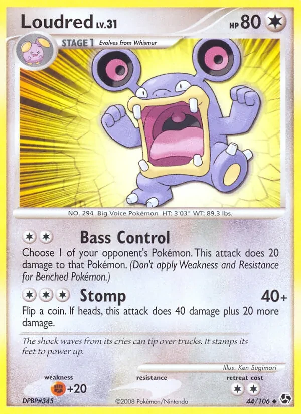 Loudred 44/106 Great Encounters Pokémon card