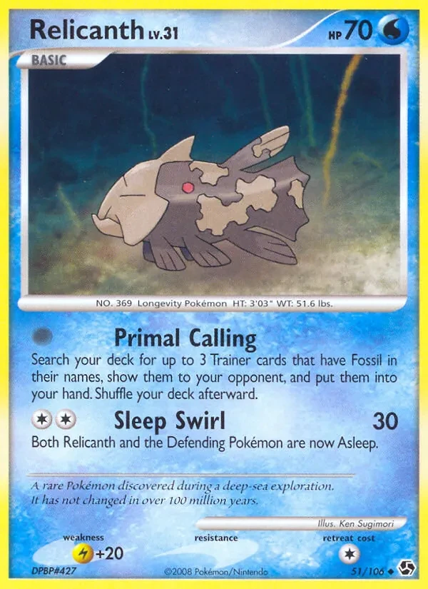 Relicanth 51/106 Great Encounters Pokémon card