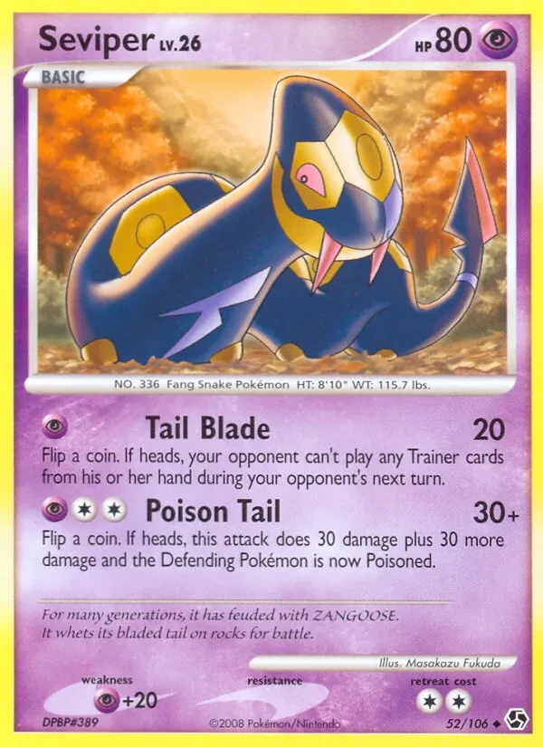 Seviper 52/106 Great Encounters Pokémon card