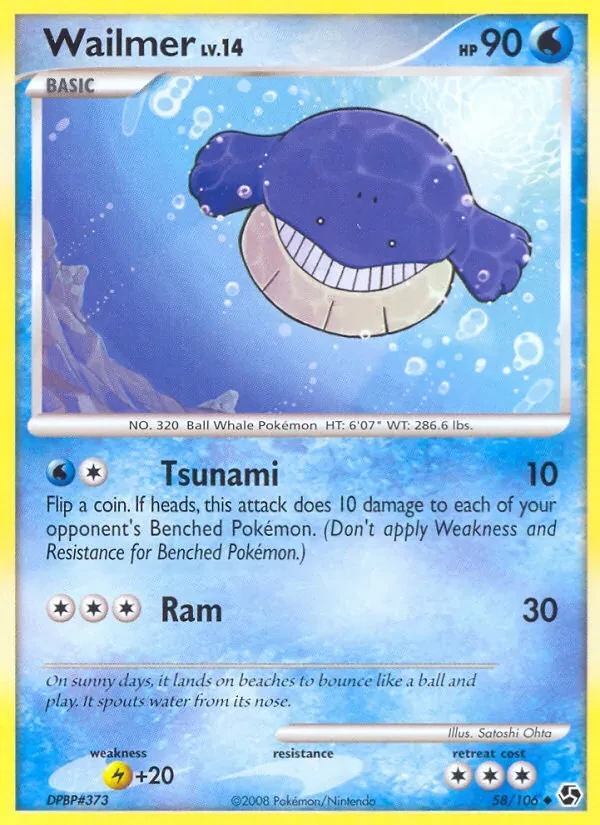 Wailmer 58/106 Great Encounters Pokémon card