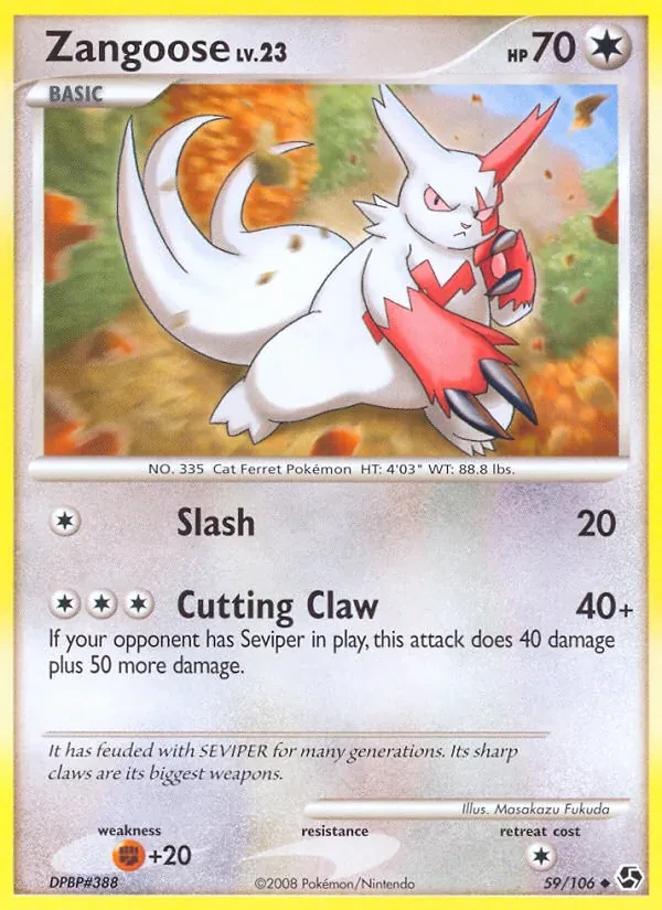 Zangoose 59/106 Great Encounters Pokémon card