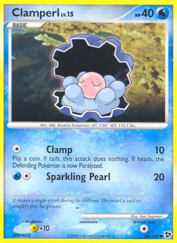 Clamperl 64/106 Great Encounters Pokémon card