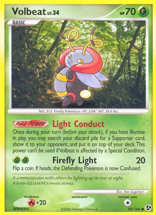 Volbeat 92/106 Great Encounters Pokémon card