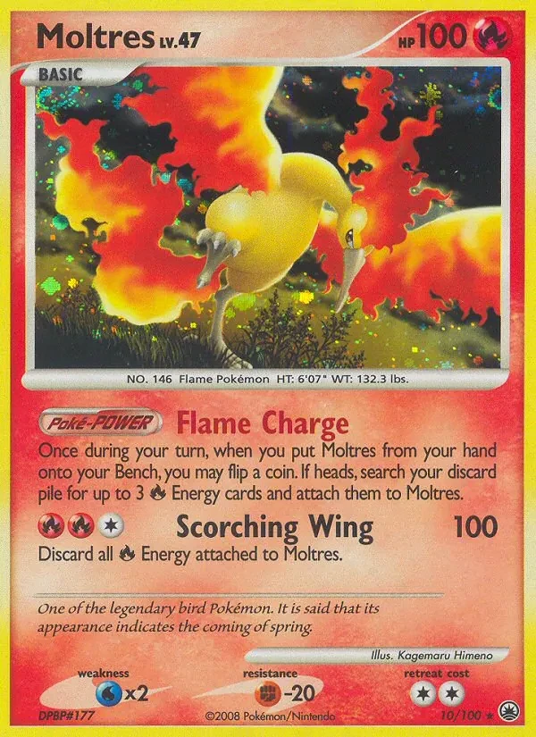 Moltres 10/100 Majestic Dawn Pokémon card