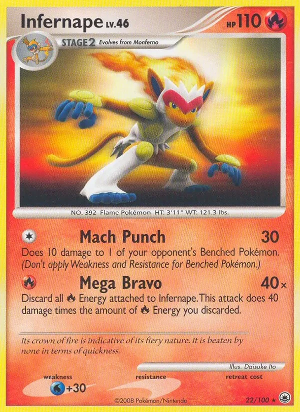 Infernape 22/100 Majestic Dawn Pokémon card