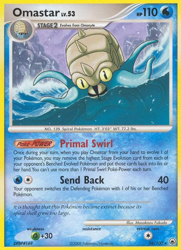 Omastar 26/100 Majestic Dawn Pokémon card