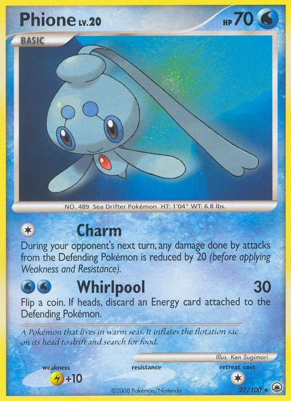 Phione 27/100 Majestic Dawn Pokémon card
