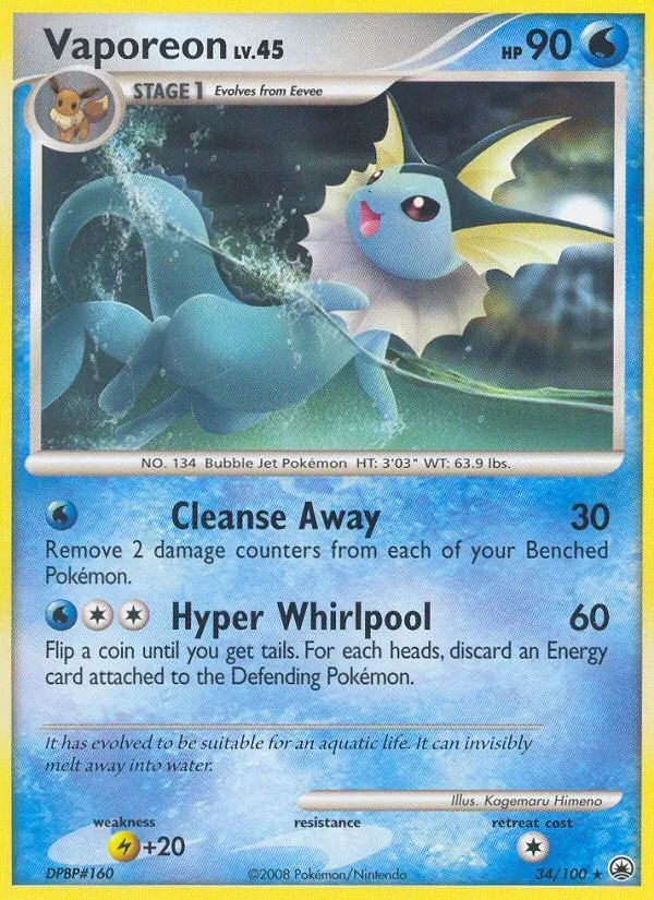Vaporeon 34/100 Majestic Dawn Pokémon kaart