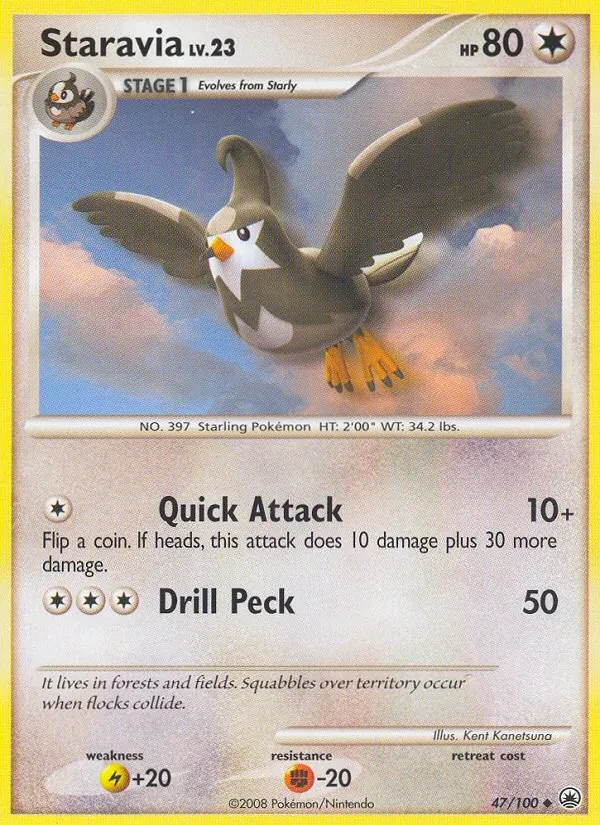 Staravia 47/100 Majestic Dawn Pokémon card