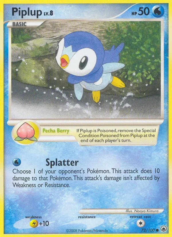 Piplup 72/100 Majestic Dawn Pokémon card