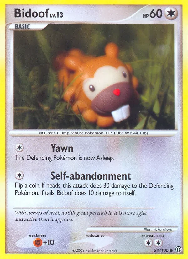 Bidoof 54/100 Stormfront Pokémon card