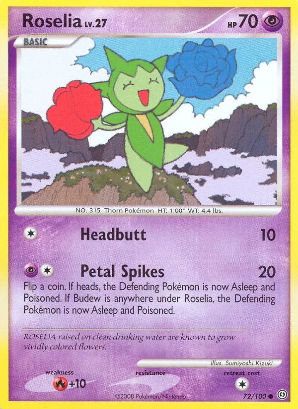 Roselia 72/100 Stormfront Pokémon card