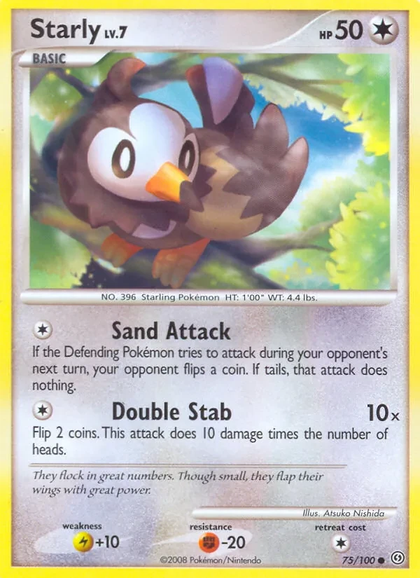 Starly 75/100 Stormfront Pokémon card