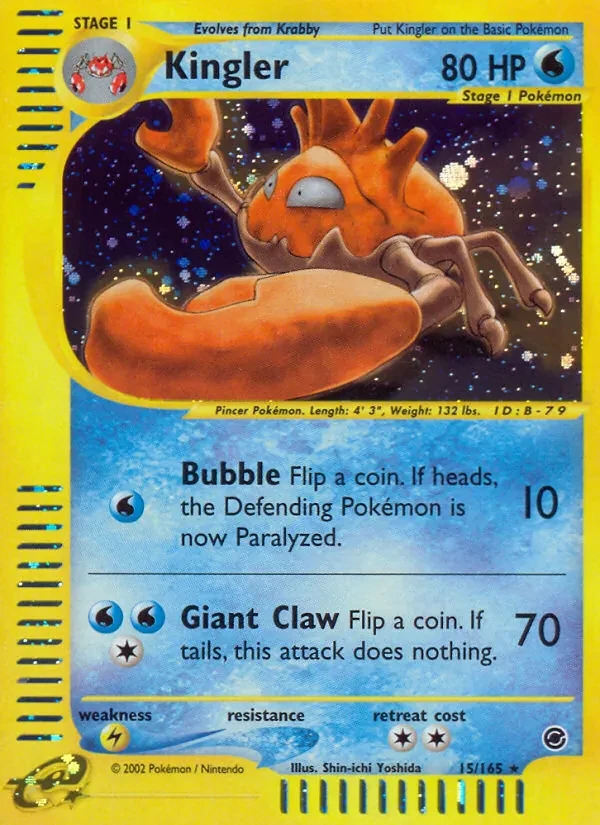 Kingler 15/165 Expedition Base Set Pokémon card