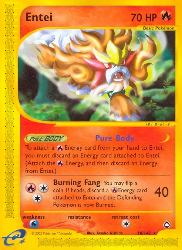 Entei 10/147 Aquapolis Pokémon card
