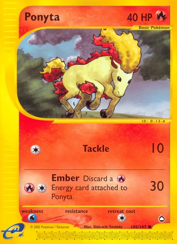 Ponyta 102/147 Aquapolis Pokémon card