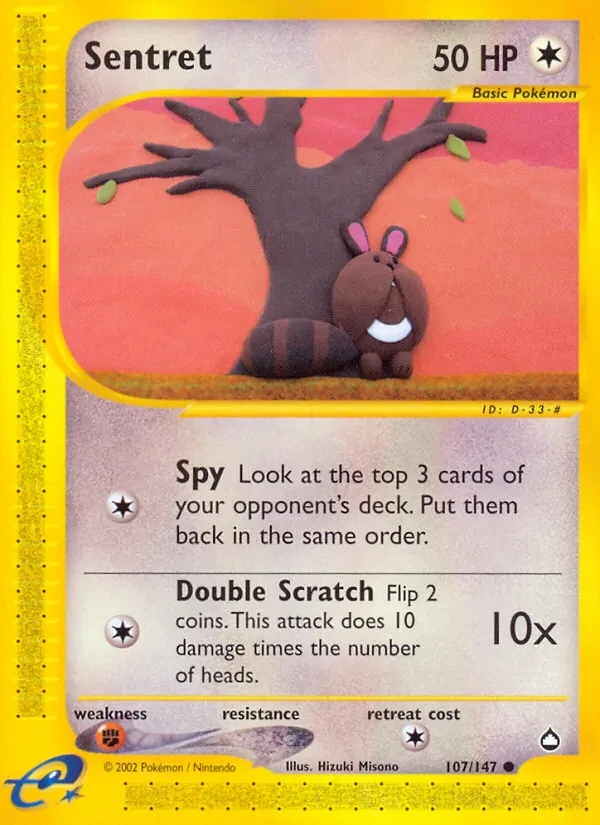 Sentret 107/147 Aquapolis Pokémon card