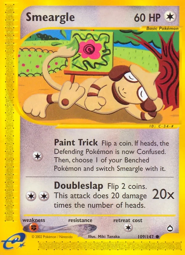 Smeargle 109/147 Aquapolis Pokémon card