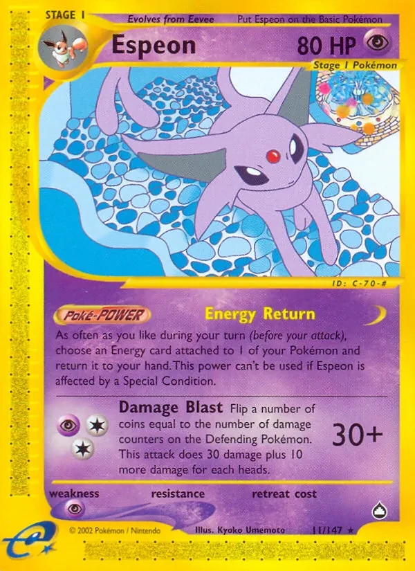 Espeon 11/147 Aquapolis Pokémon card