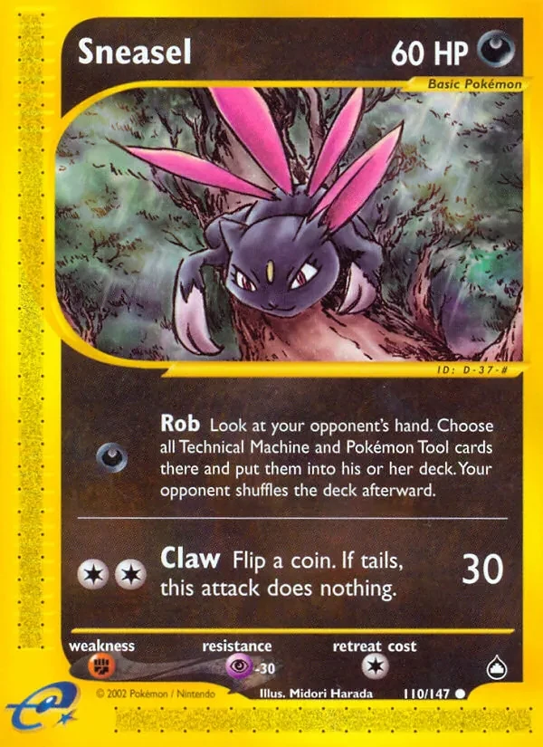 Sneasel 110/147 Aquapolis Pokémon card