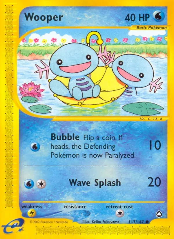 Wooper 117/147 Aquapolis Pokémon card