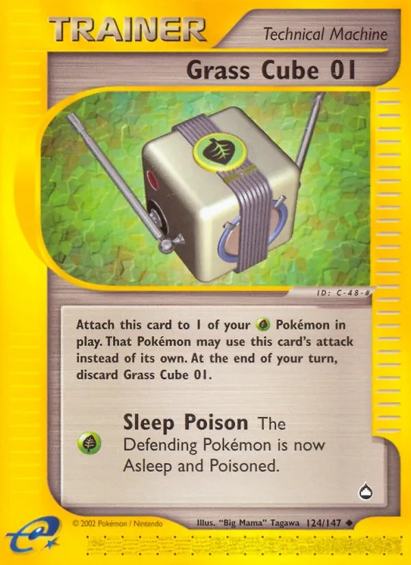 Grass Cube 01 124/147 Aquapolis Pokémon card