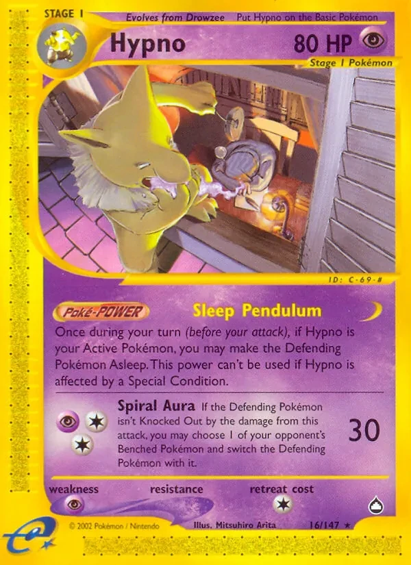 Hypno 16/147 Aquapolis Pokémon card