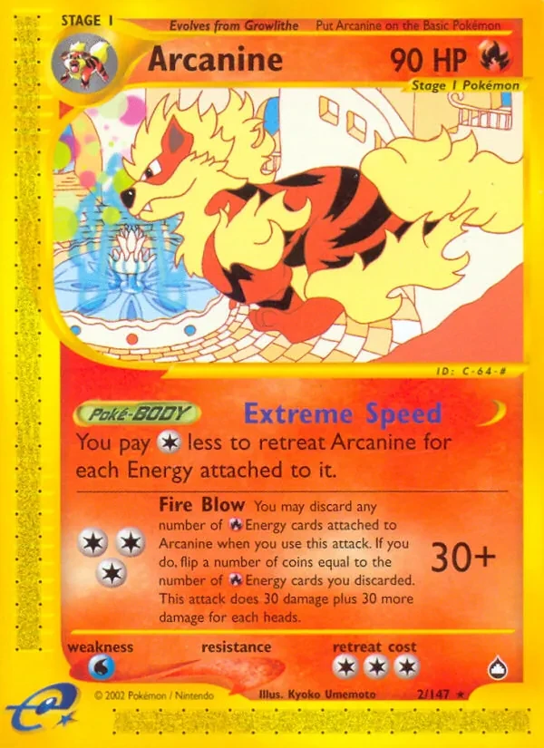 Arcanine 2/147 Aquapolis Pokémon card