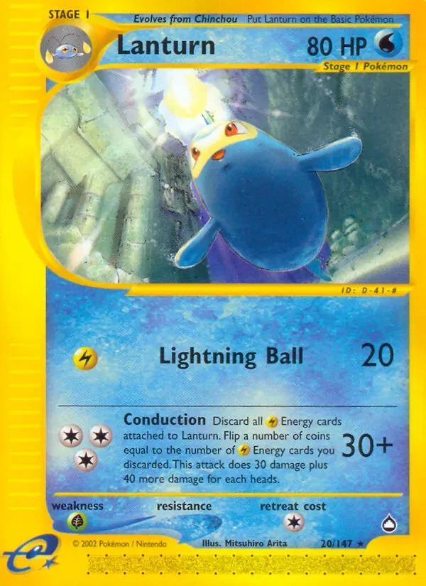 Lanturn 20/147 Aquapolis Pokémon card