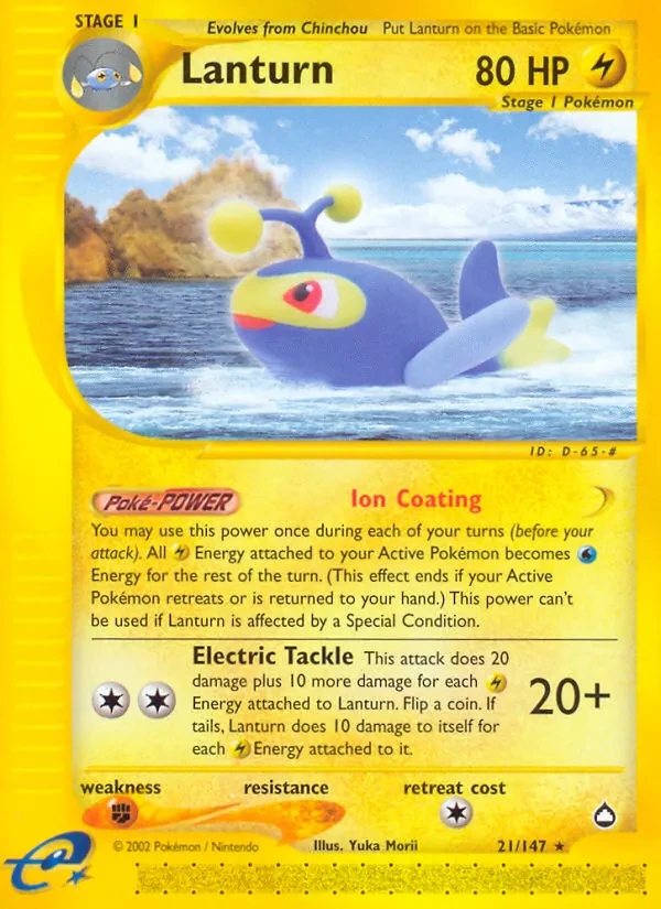 Lanturn 21/147 Aquapolis Pokémon card