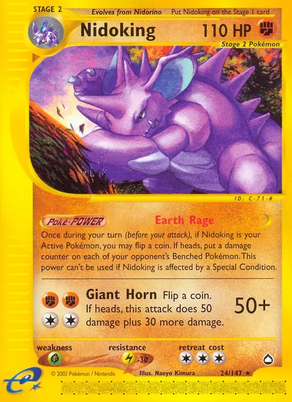 Nidoking 24/147 Aquapolis Pokémon card