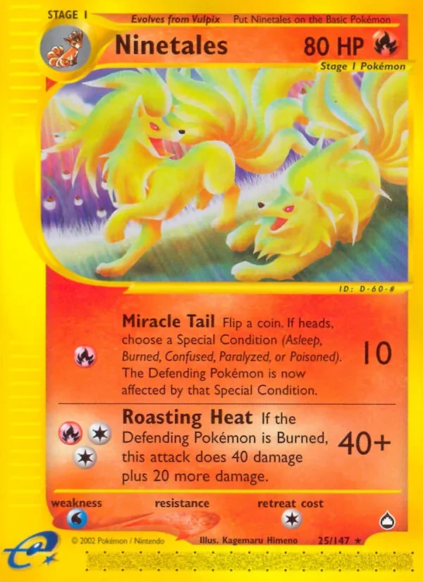 Ninetales 25/147 Aquapolis Pokémon card