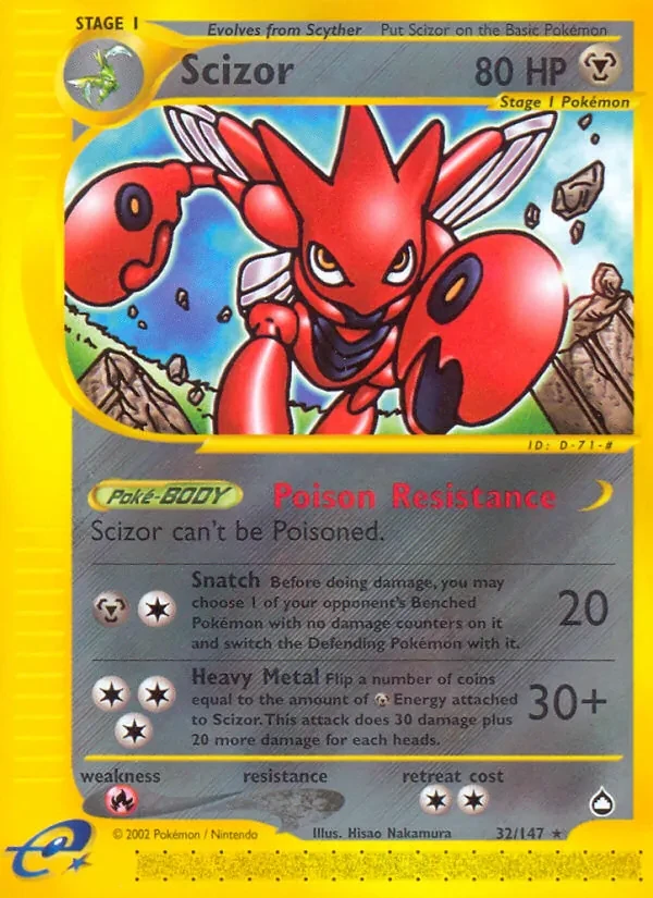 Scizor 32/147 Aquapolis Pokémon card