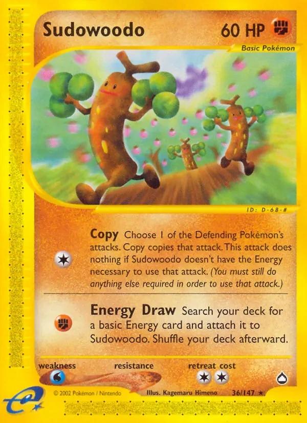 Sudowoodo 36/147 Aquapolis Pokémon Karte