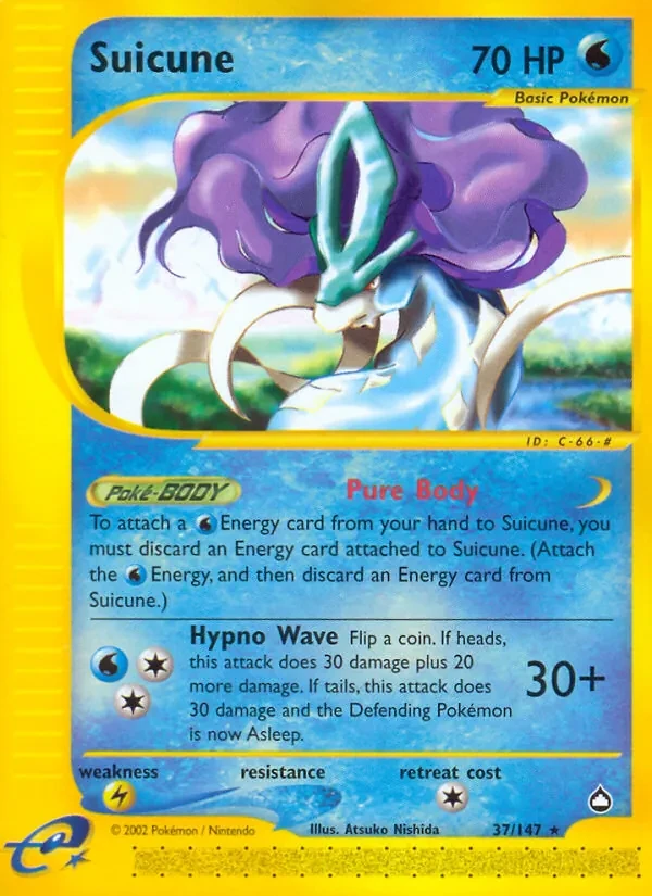 Suicune 37/147 Aquapolis Pokémon card