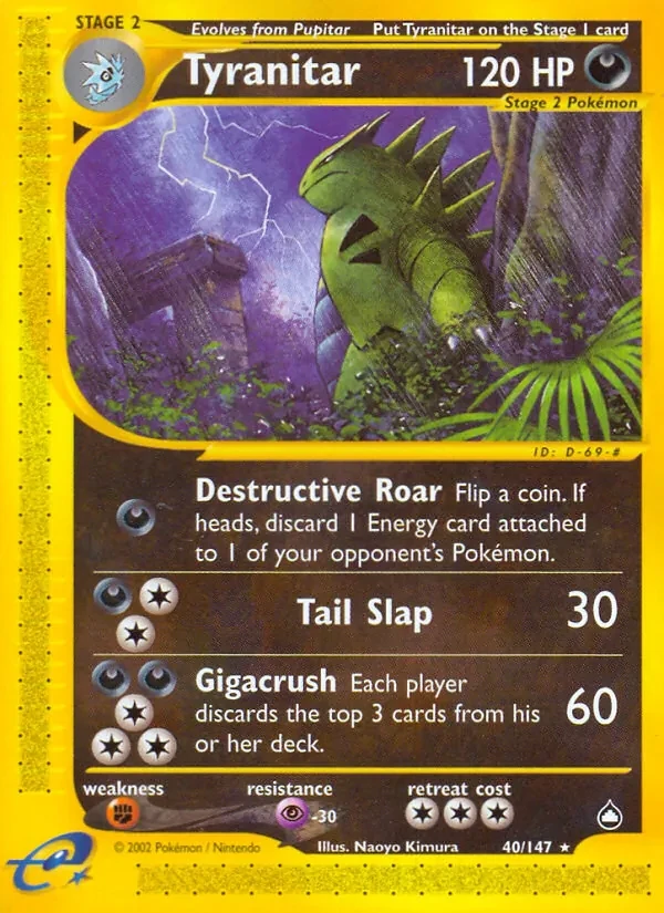 Tyranitar 40/147 Aquapolis Pokémon card