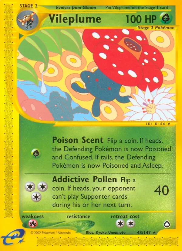 Vileplume 43/147 Aquapolis Pokémon card