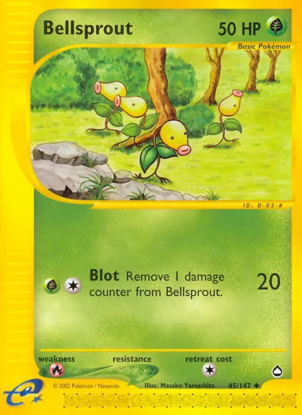 Bellsprout 45/147 Aquapolis Pokémon card