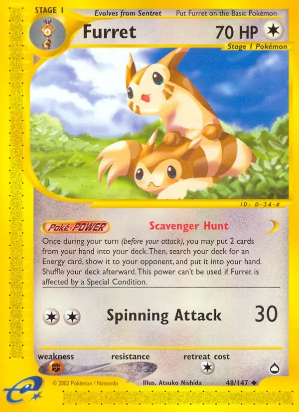 Furret 48/147 Aquapolis Pokémon card