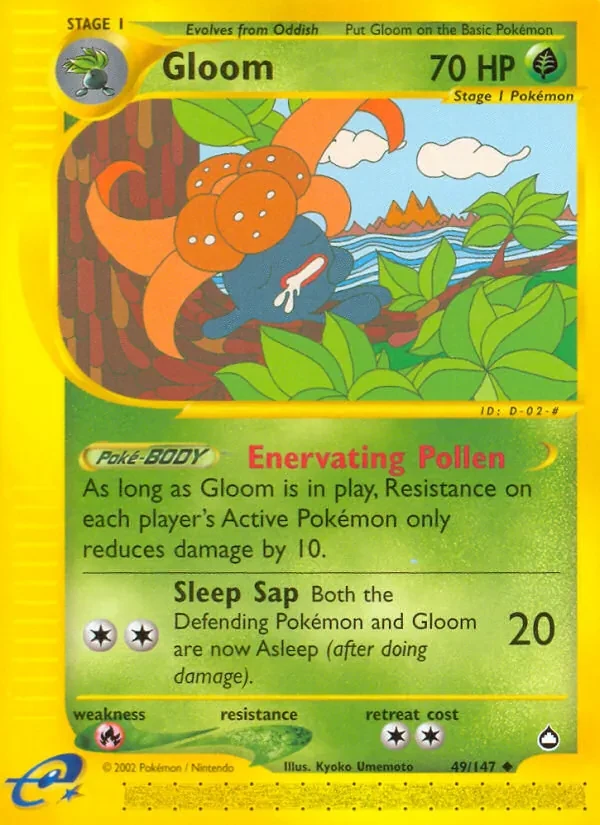 Gloom 49/147 Aquapolis Pokémon card