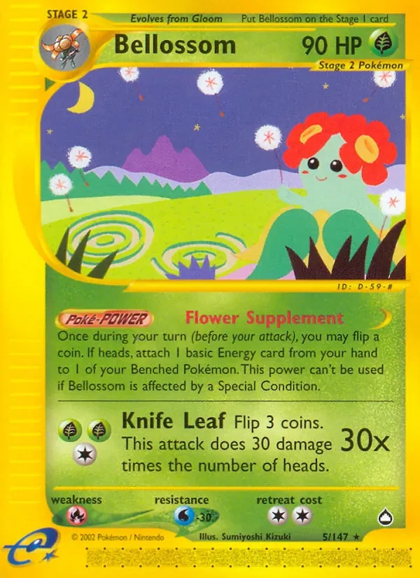 Bellossom 5/147 Aquapolis Pokémon card