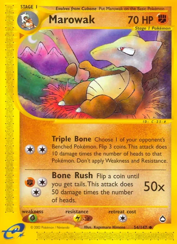 Marowak 54/147 Aquapolis Pokémon card