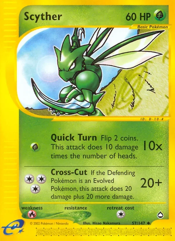 Scyther 57/147 Aquapolis Pokémon card