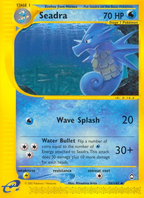 Seadra 58/147 Aquapolis Pokémon card