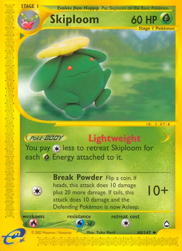 Skiploom 60/147 Aquapolis Pokémon card